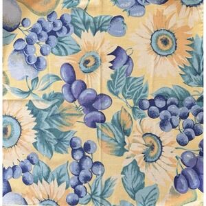 Vintage Sunflowers Grapes Fabric Cloth Napkins Set 6 Yellow Blue Fabric 16 X 16